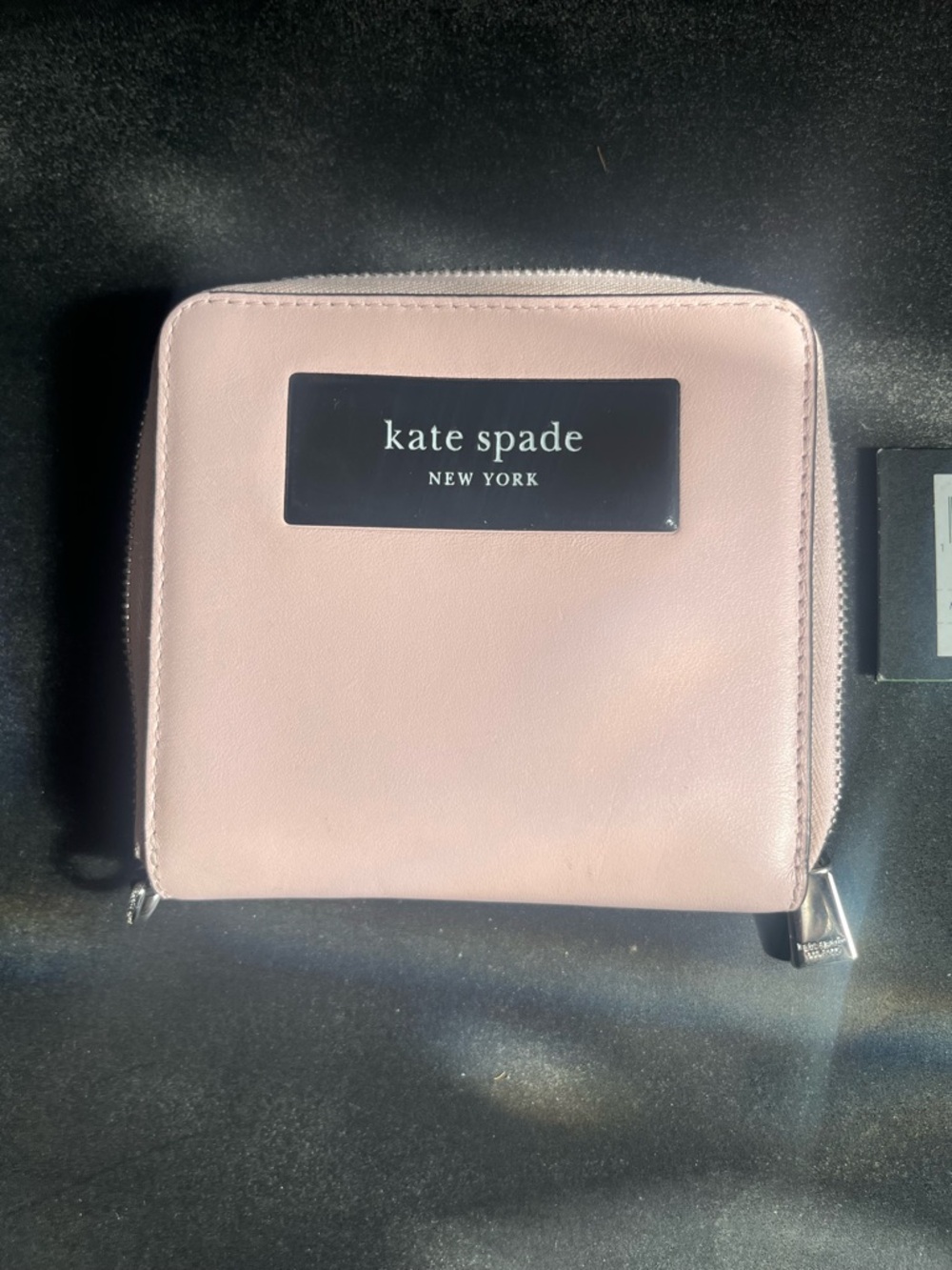 kate spade Pink Leather Zip-Around Wallet with Logo Plaque